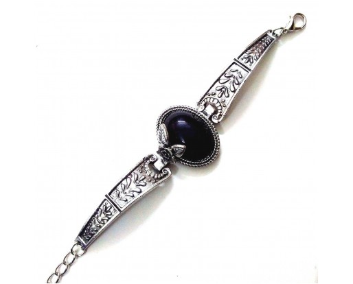 THE BIG Black - Silver Oxidized Bracelet Wristlet Wristband Bangle Band Jewelry